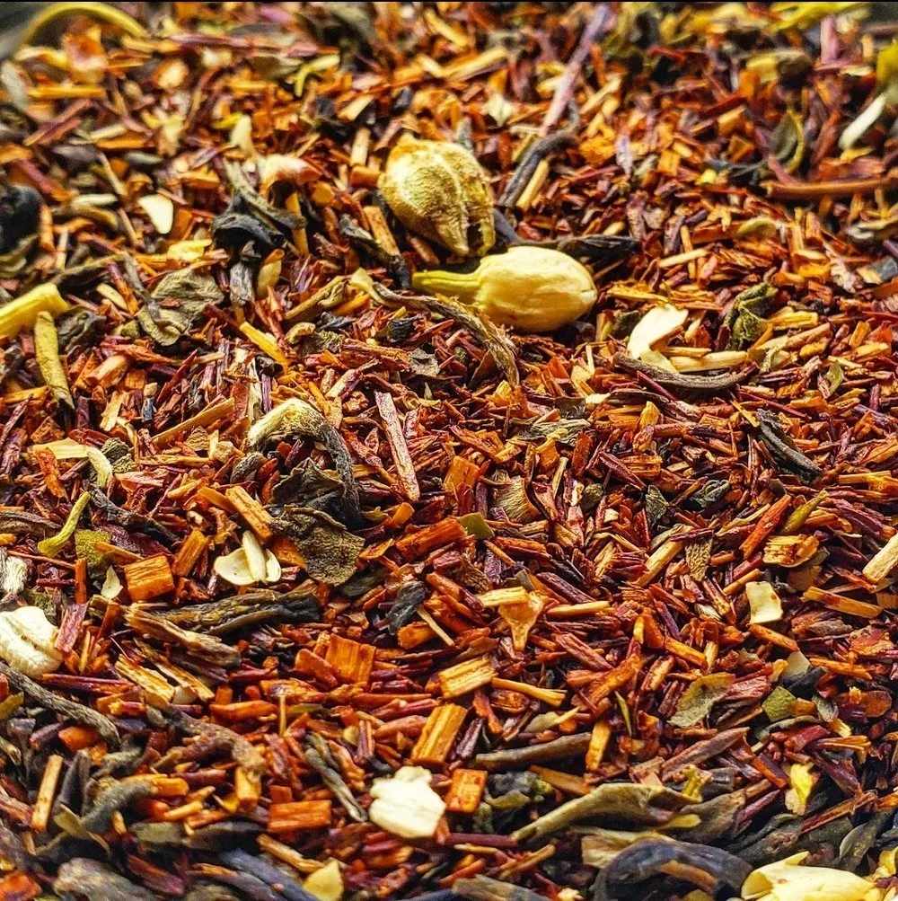 Loose-leaf teas and tisanes with flowers and herbs